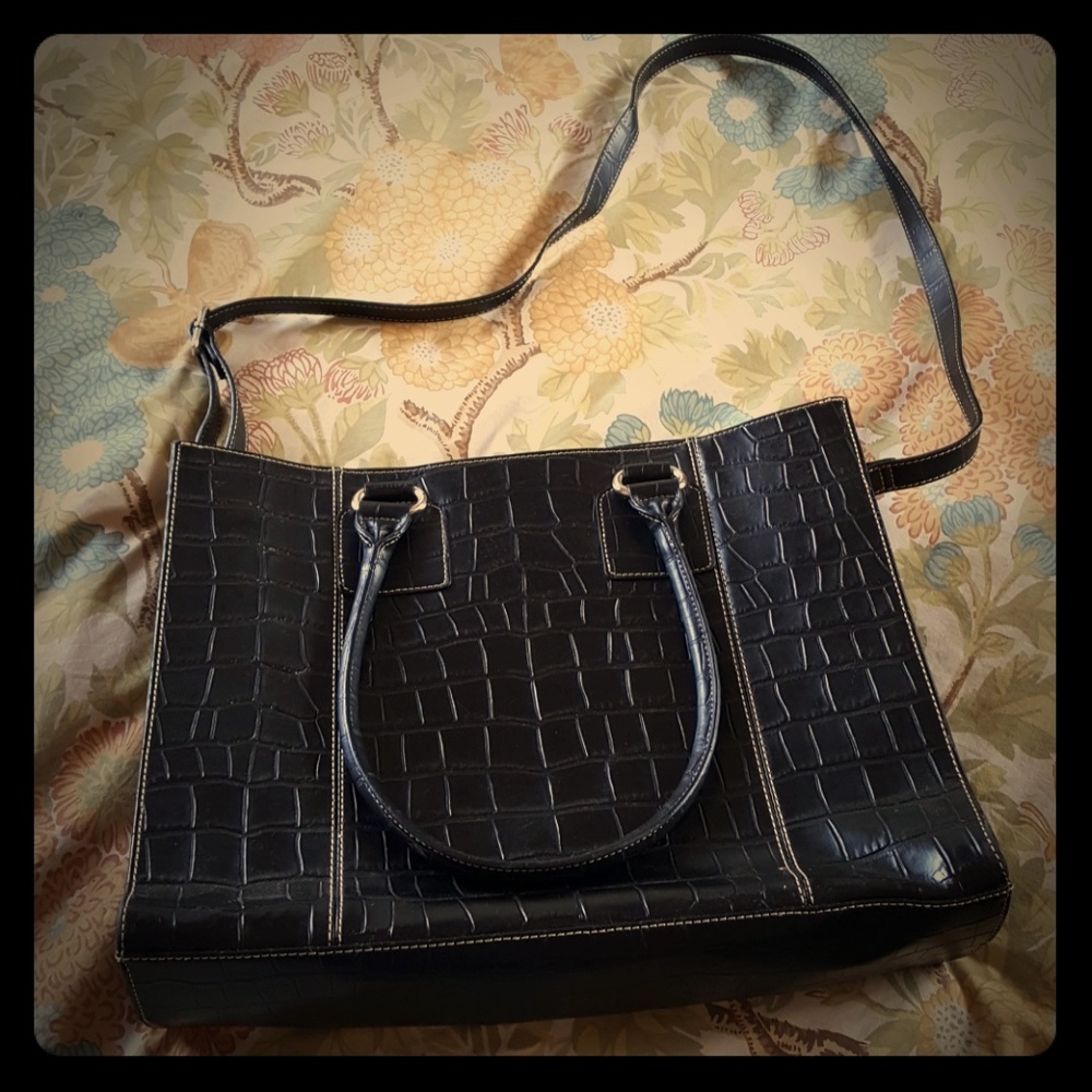 Faux Croc Business Tote/Briefcase Very Good Cond